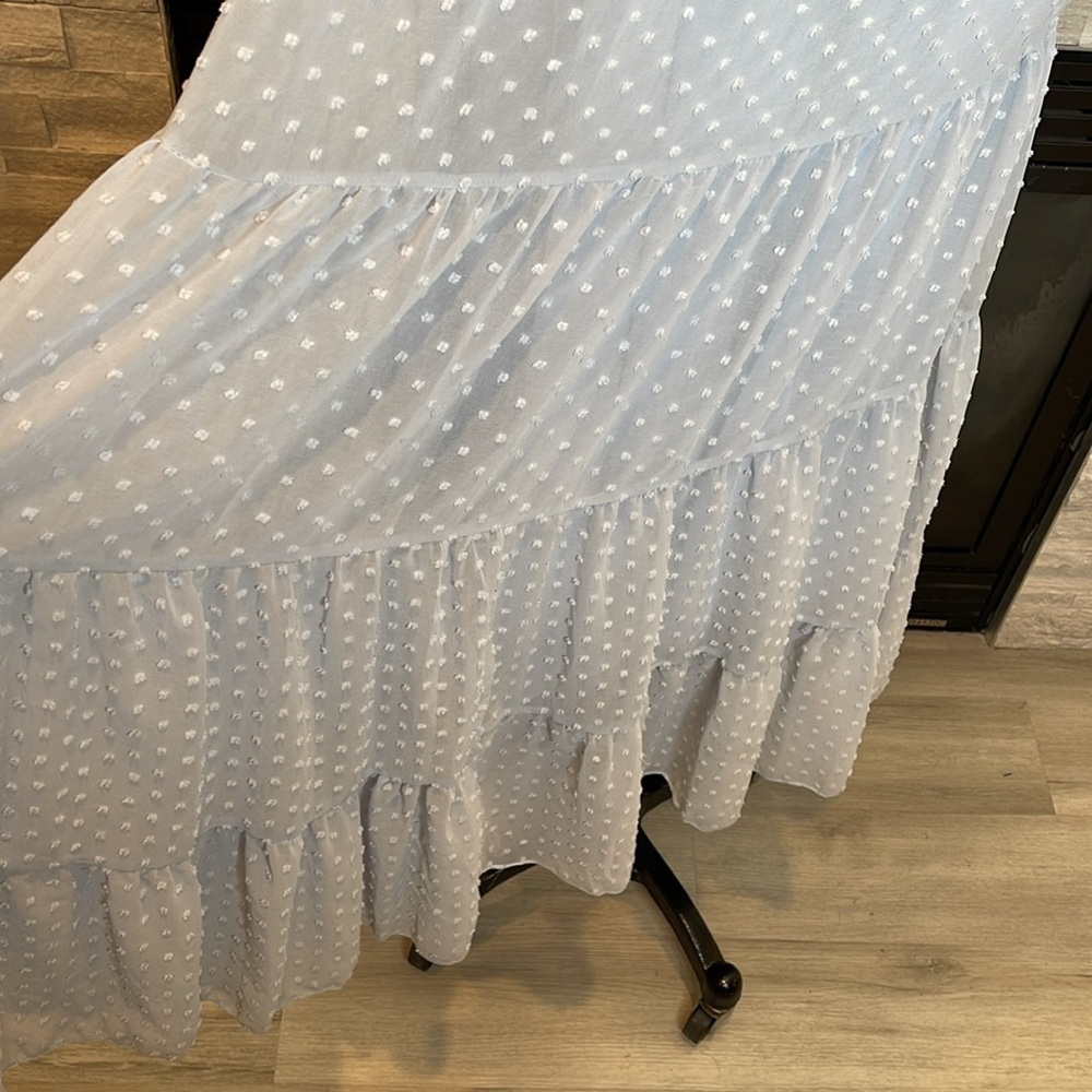 Sky Blue Off Shoulder Ruffle Maxi Dress Size Medium - Picture 8 of 12